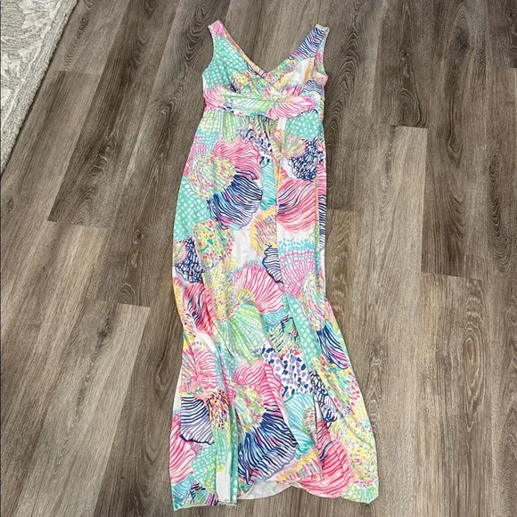 Lilly Pulitzer Sloane Maxi dress sleeveless Roar Of The Sea Size medium M - Picture 3 of 8